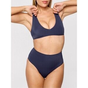 NWT Yitty Shaping Swim Bikini Set Medium Wild Nights Blue Plunge Top High Waist